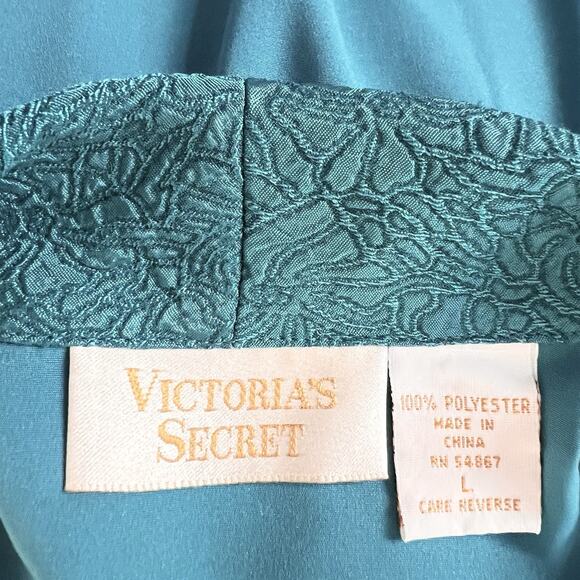 Gold Tag Victorias Secret Vintage Robe Large Blue Long Flowy 80s Luxurious READ - Picture 3 of 10